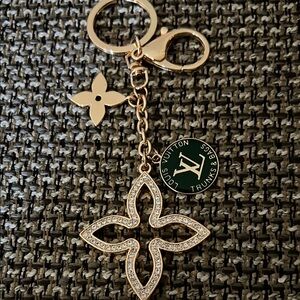 Gold & dark green keychain/ bag charm